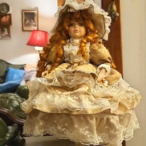 16" standing rare Victorian Ginger doll  large 12"w×16"h